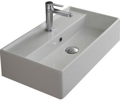 White Rectangular Ceramic Wall Mounted/Vessel Sink S38900