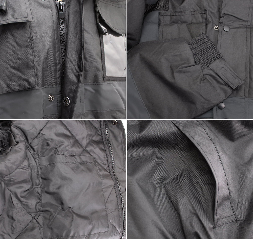 Mens Black High Visibility Water Resistant Reflective Work Jacket P3238