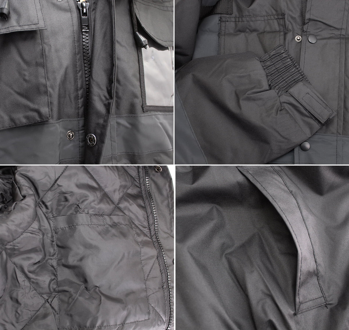Mens Black High Visibility Water Resistant Reflective Work Jacket P3238