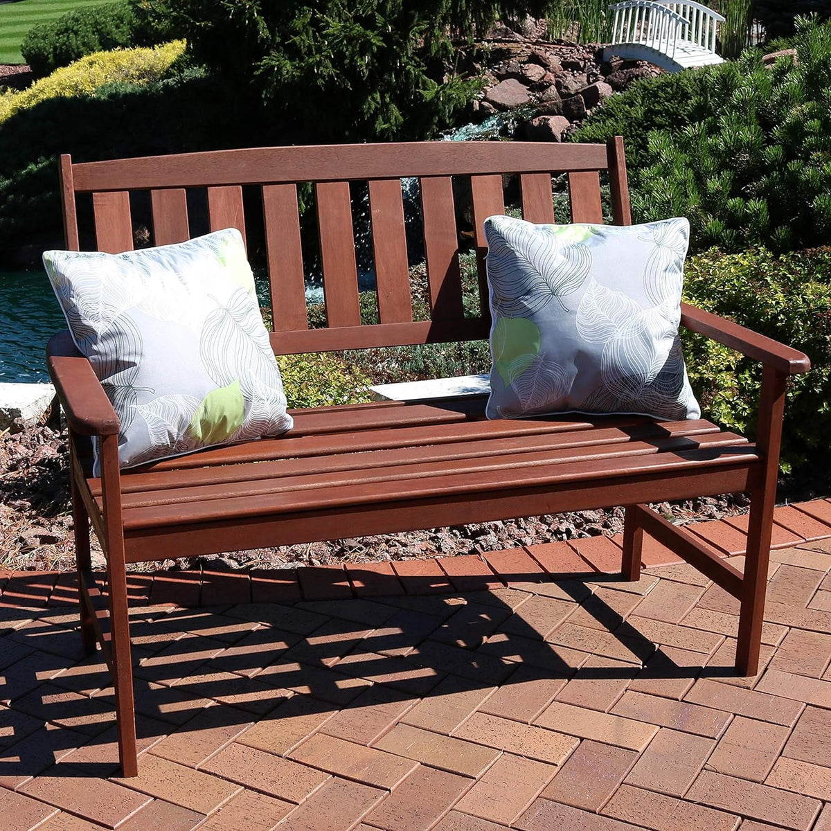 Meranti Wood 2-Seat Outdoor Garden Bench D311796