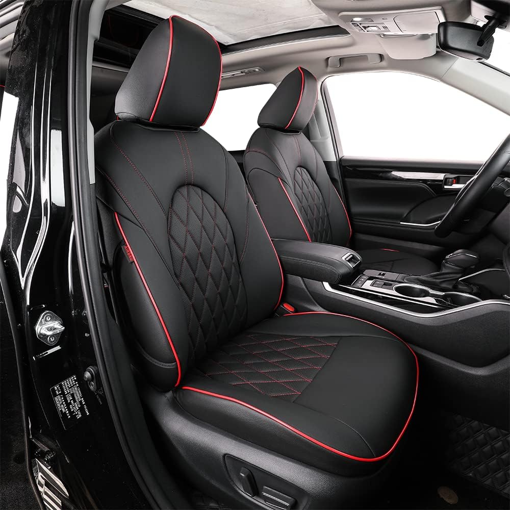 Beige Leatherette Car Seat Covers for Select Toyota Highlander 2014-2019 F677951