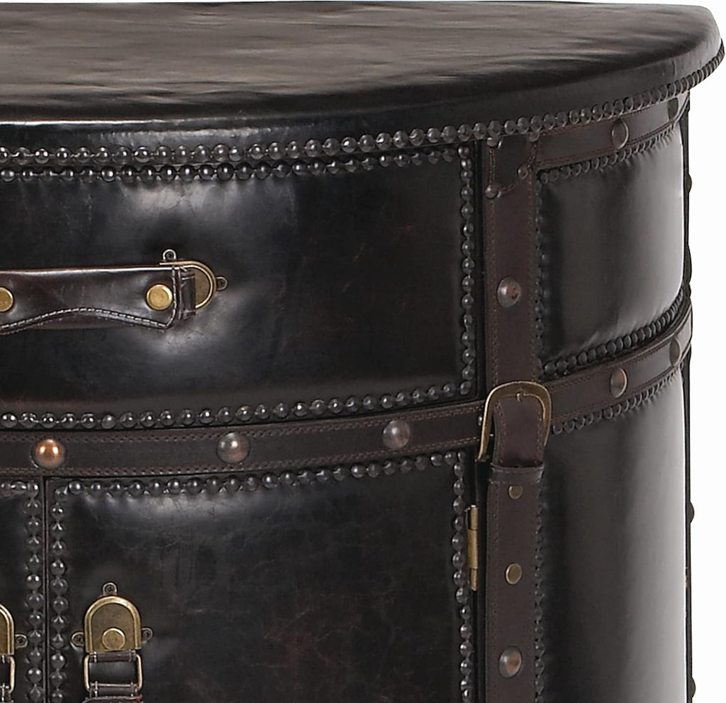Wood Leather Cabinet Q598540