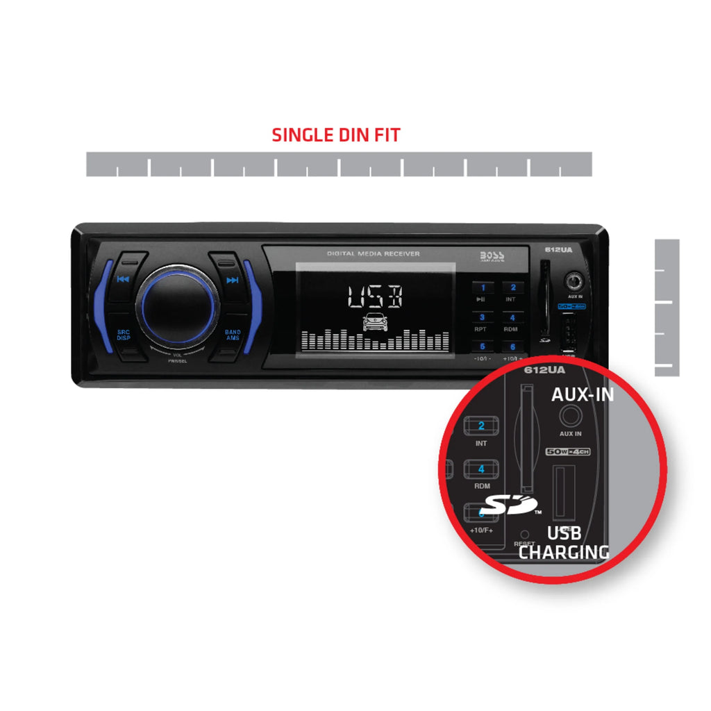 Single Din Mechless Car Audio Stereo Receiver with USB Aux Input AM/FM Radio Z594