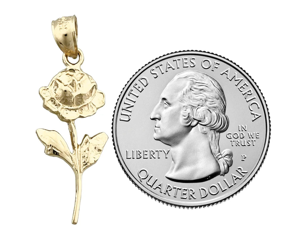 14K Gold Long Stem Rose Pendant C845350