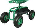 Red Rolling Garden Cart with 360 Swivel Seat F146077