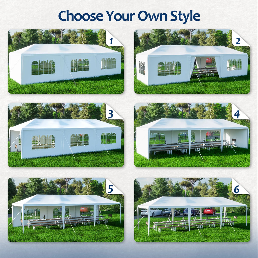10X30' Outdoor Canopy Tent with 8 Removable Sidewalls W554282