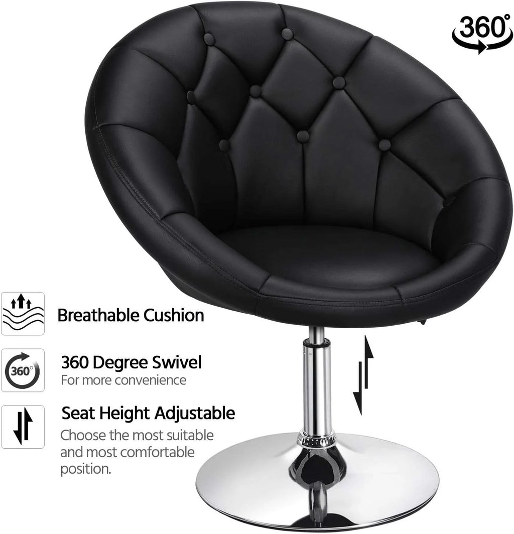 Adjustable Swivel Round Leather Chair with Wheels H933