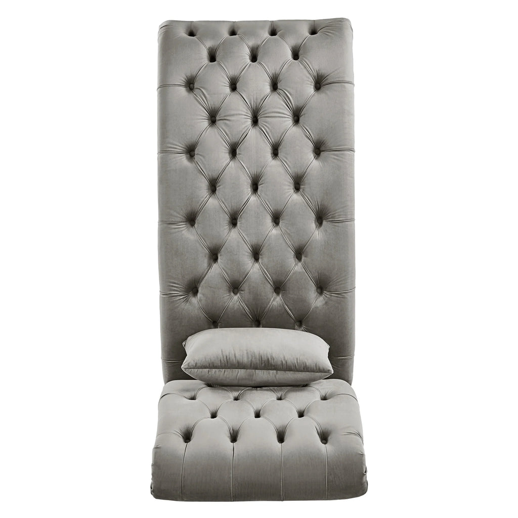 Grey Velvet Tufted Lounge Chair with Matching Pillow X522