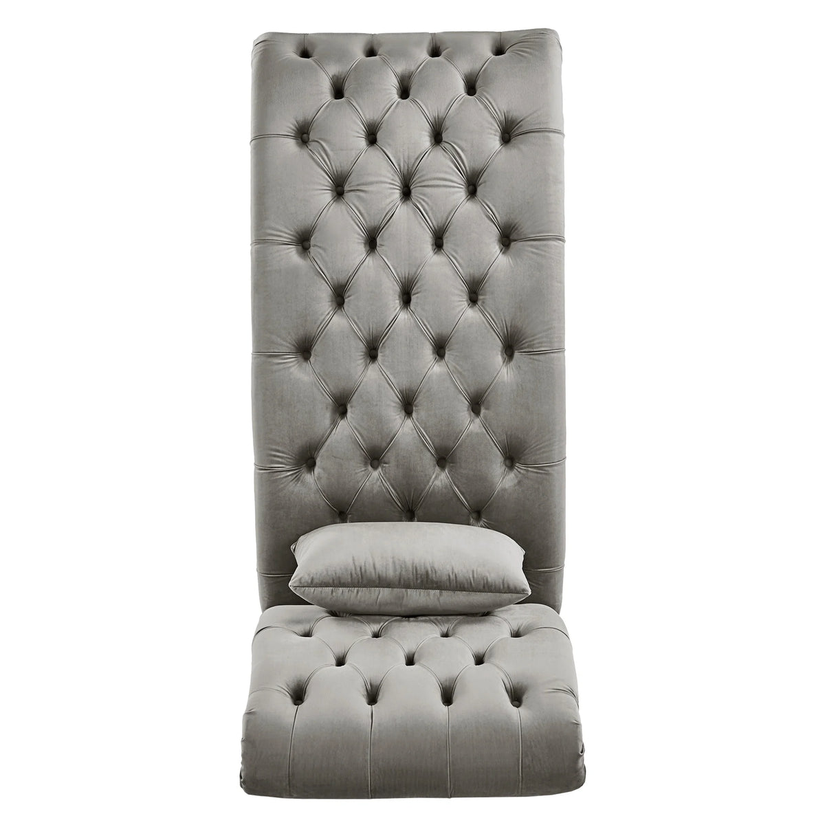 Grey Velvet Tufted Lounge Chair with Matching Pillow X522