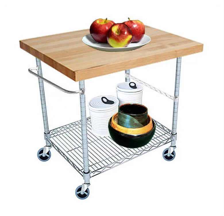2 Tier Gourmet Cart with Maple Butcher Block Top G761