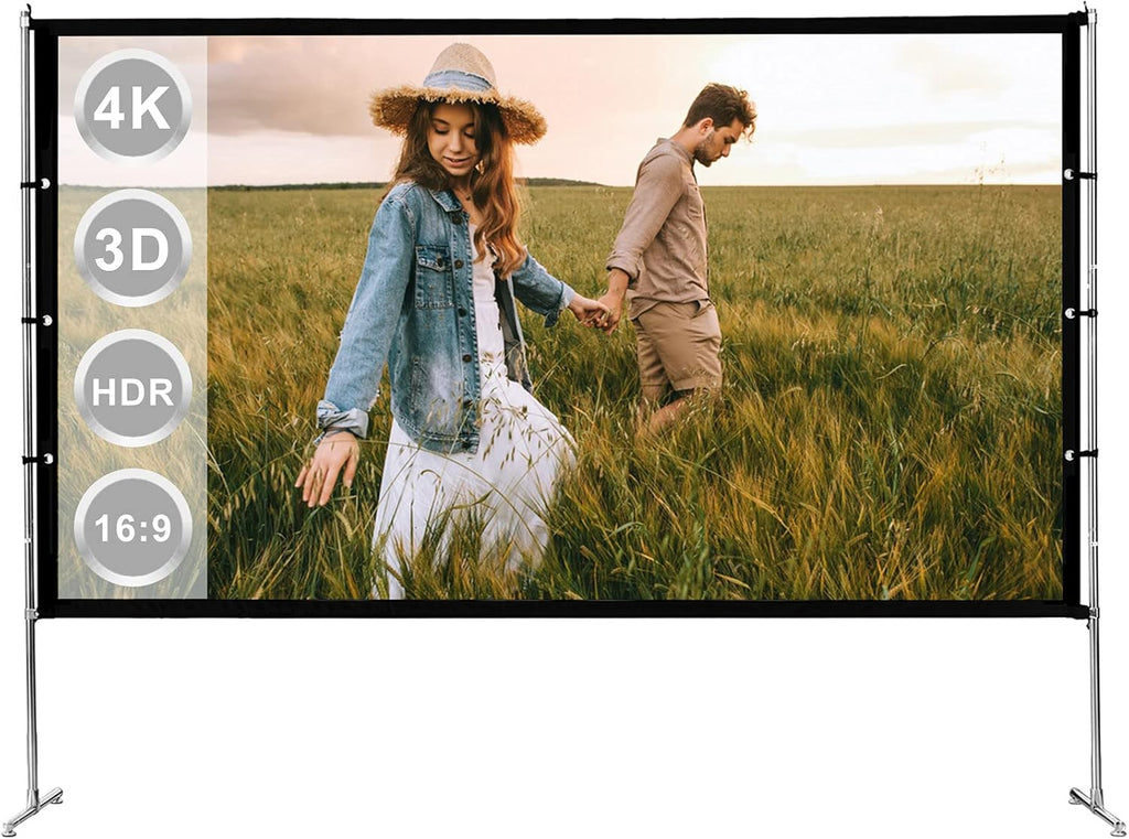 115 inch Portable Projection Screen with Stand, 16:9 4K HD, with Carry Bag F358464