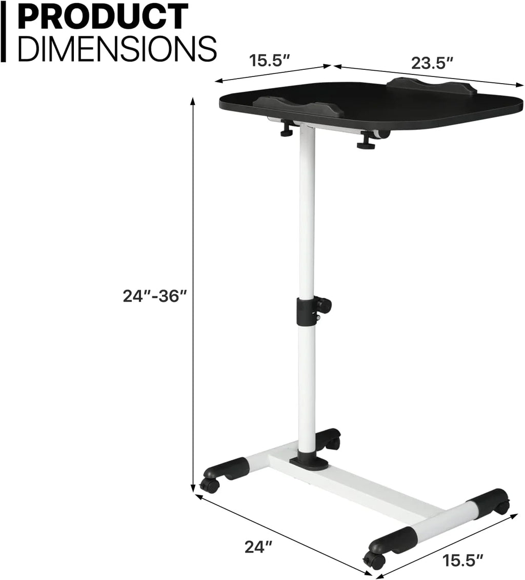 Black Adjustable Height Mobile Laptop Desk with Wheels J4801