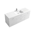 60 in. Single Sink Wall Mount High Gloss White Bathroom Vanity B490