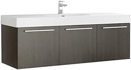 Gray Oak Wall Hung Single Sink Bathroom Cabinet V22987