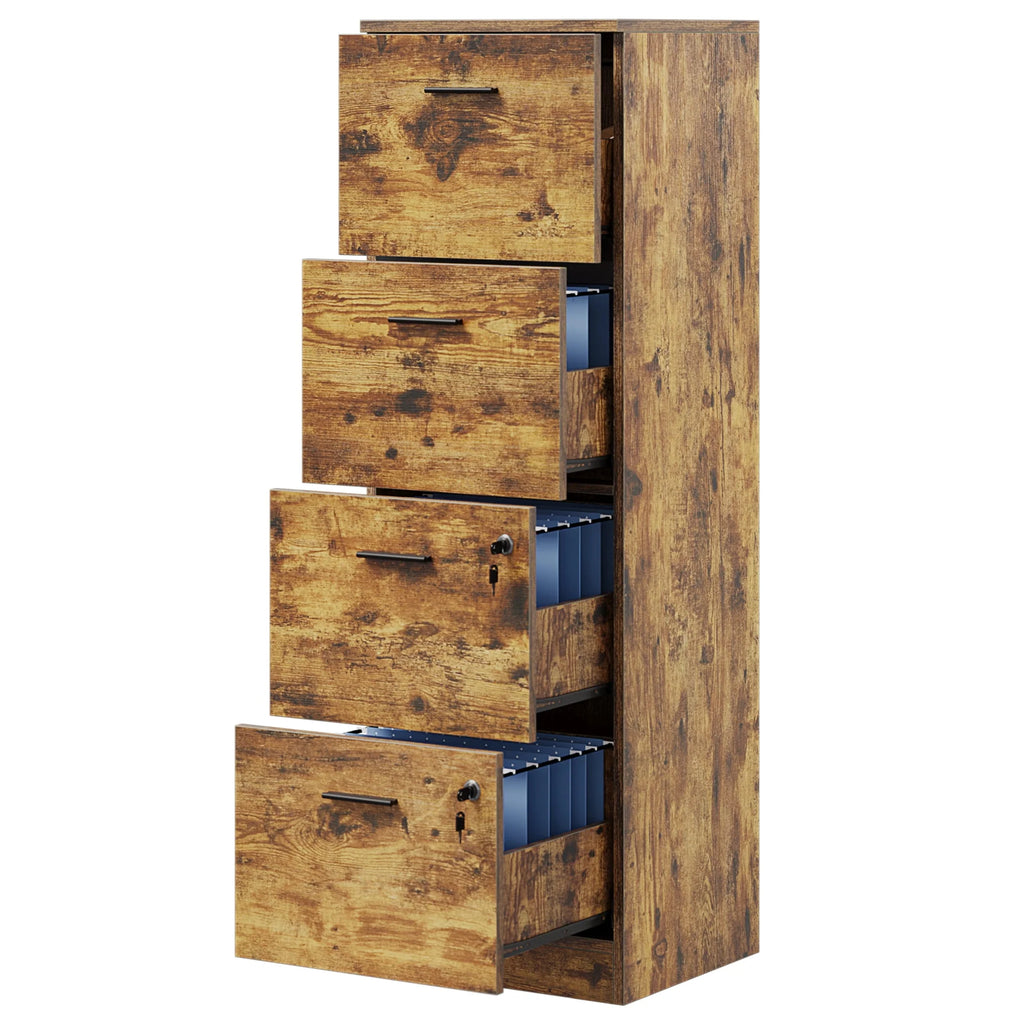 4 Drawer White Wood File Cabinet with Lock T345392