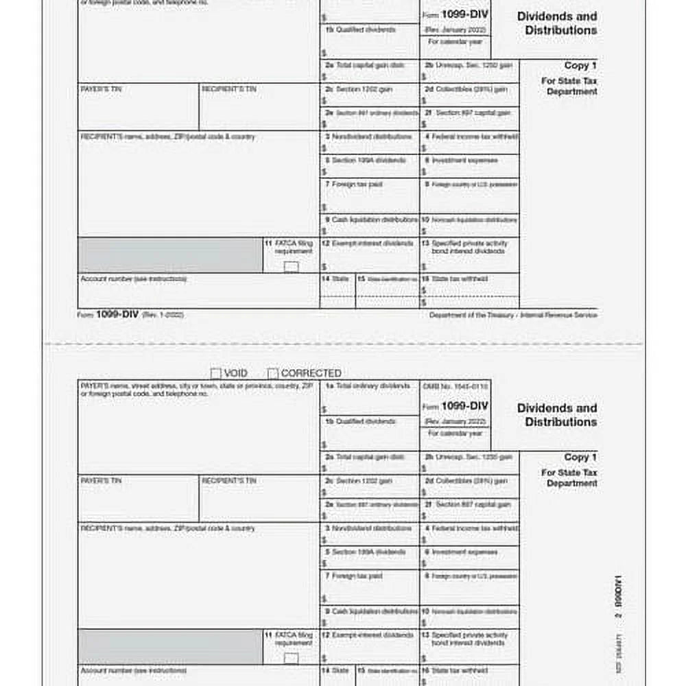 1099-DIV 4-Part Laser Tax Form Set P791