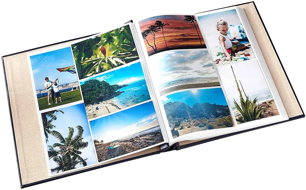 Large Photo Album Holds 400 4x6 Photos Leather Navy Y17087