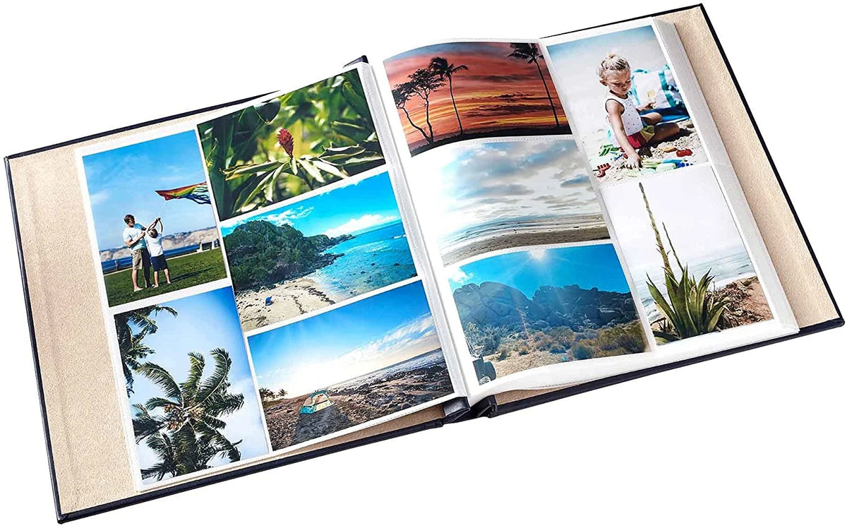 Large Photo Album Holds 400 4x6 Photos Leather Navy Y17087