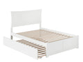 White Full Platform Bed with Trundle V77132