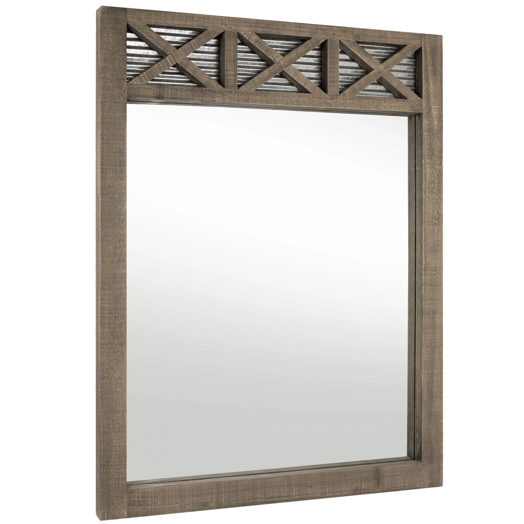Rustic Farmhouse Mirror with Galvanized Metal – 28" x 34" J25746