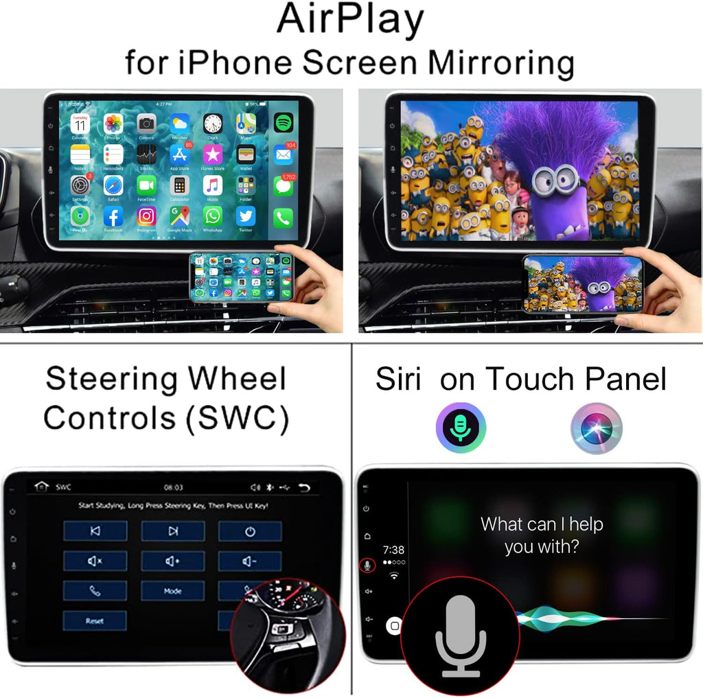10.1 Inch Single Din Car Radio with Wireless CarPlay Backup Camera Touchscreen Head Unit S439166