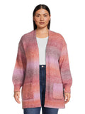 Women's Plus Size Drop Shoulder Open Cardigan with Balloon Sleeves V9934